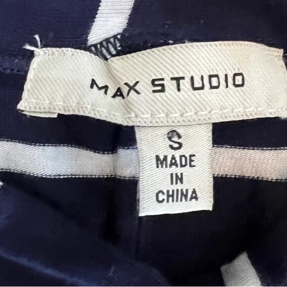 Max Studio navy white and green striped midi dress size small - Picture 6 of 7